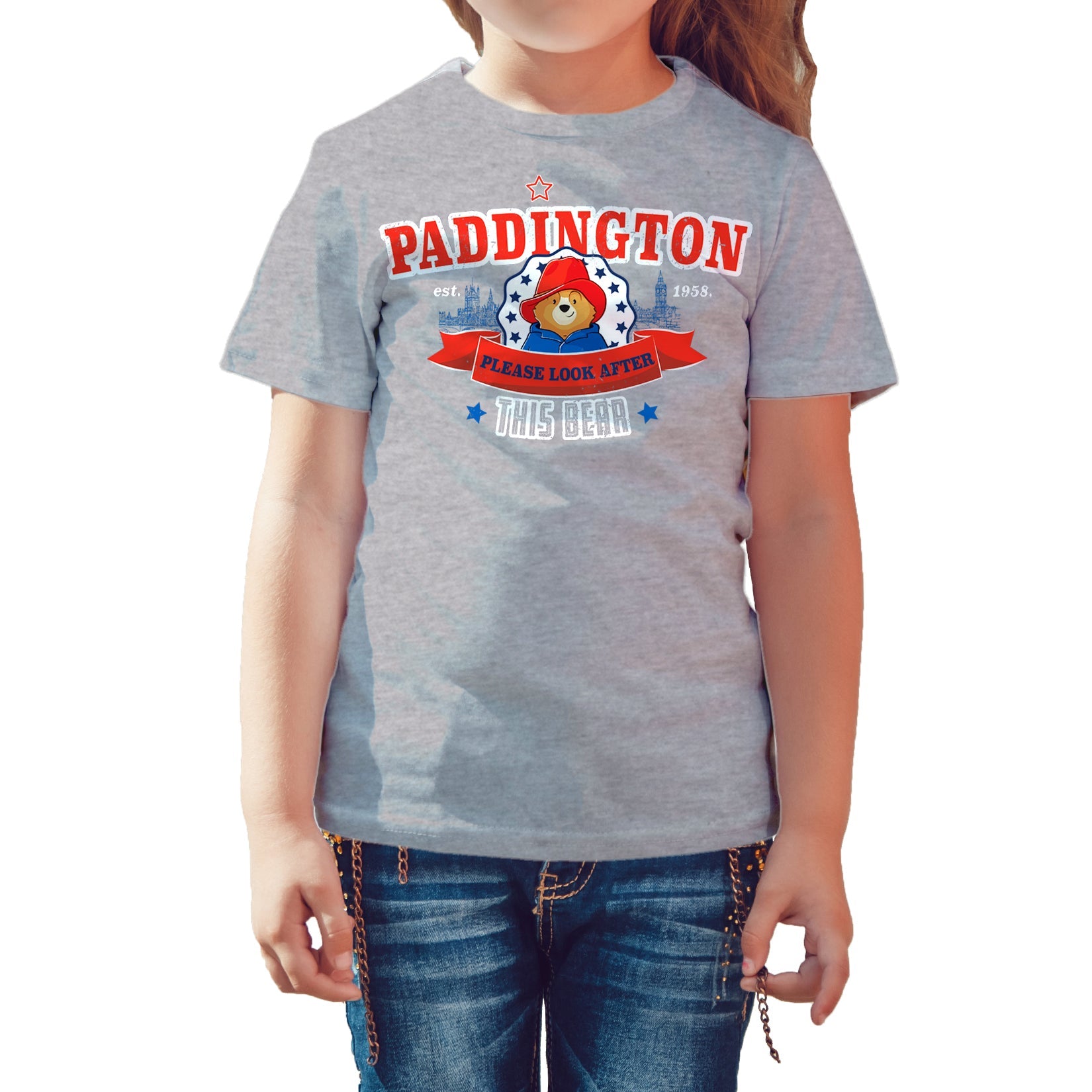 Paddington Bear Collegiate London Please Look Saturated Official Kid's T-shirt