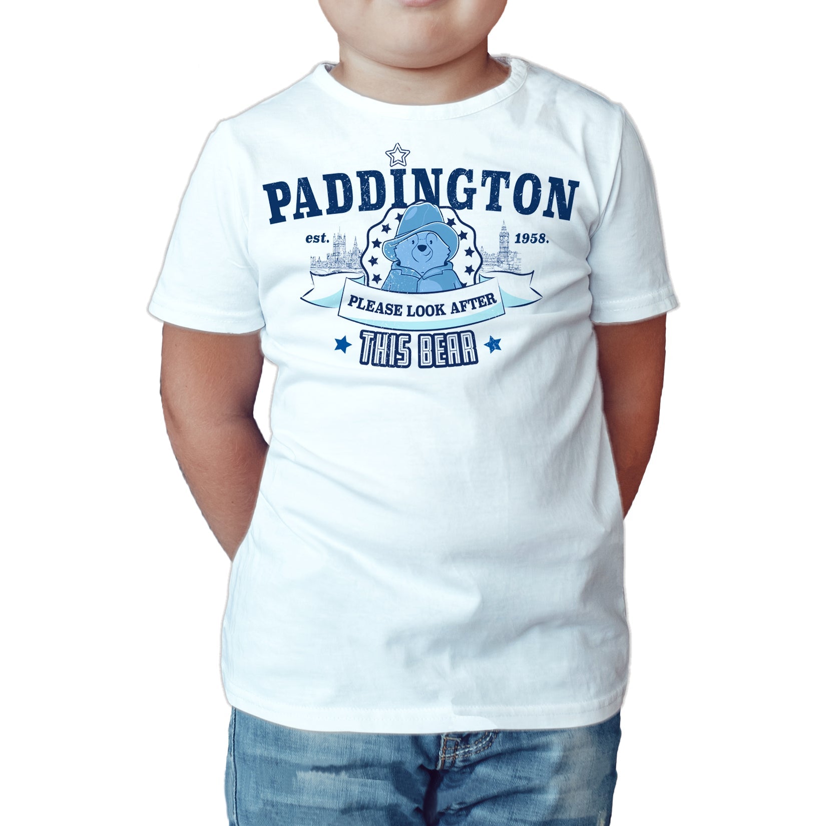 Paddington Bear Collegiate London Please Look Vintage Official Kid's T-shirt