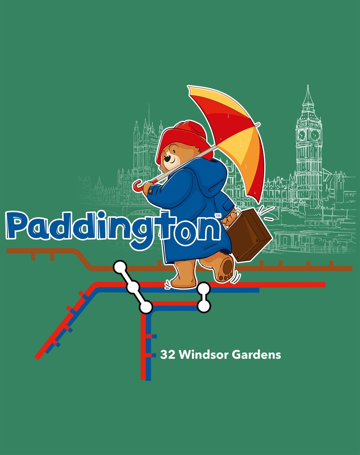 Paddington Bear Collegiate London Tube Map Official Sweatshirt
