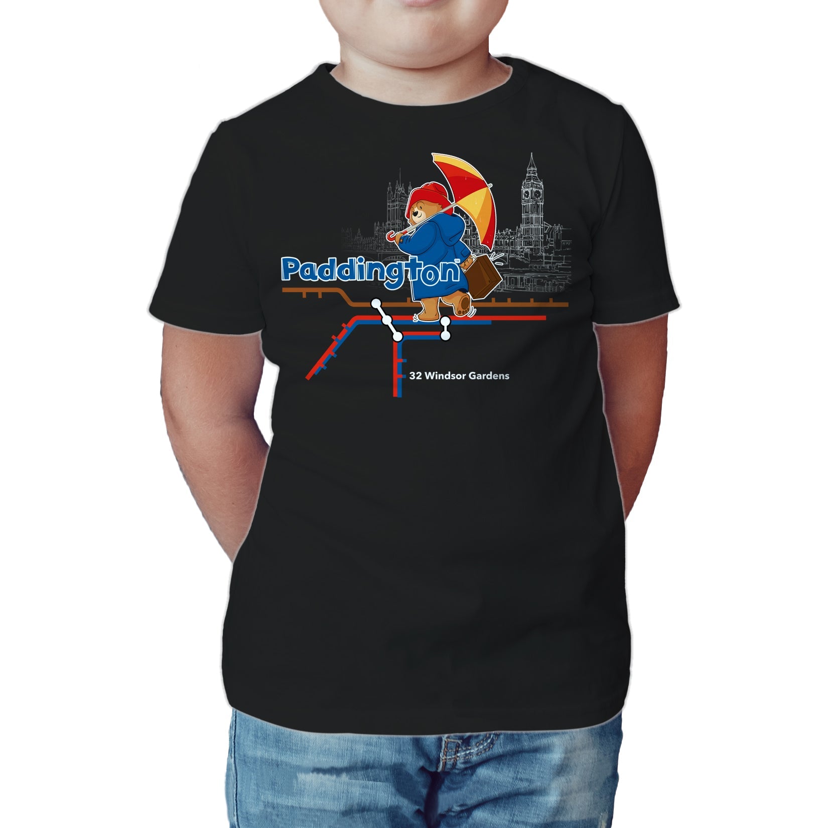 Paddington Bear Collegiate London Tube Map Official Kid's T-shirt