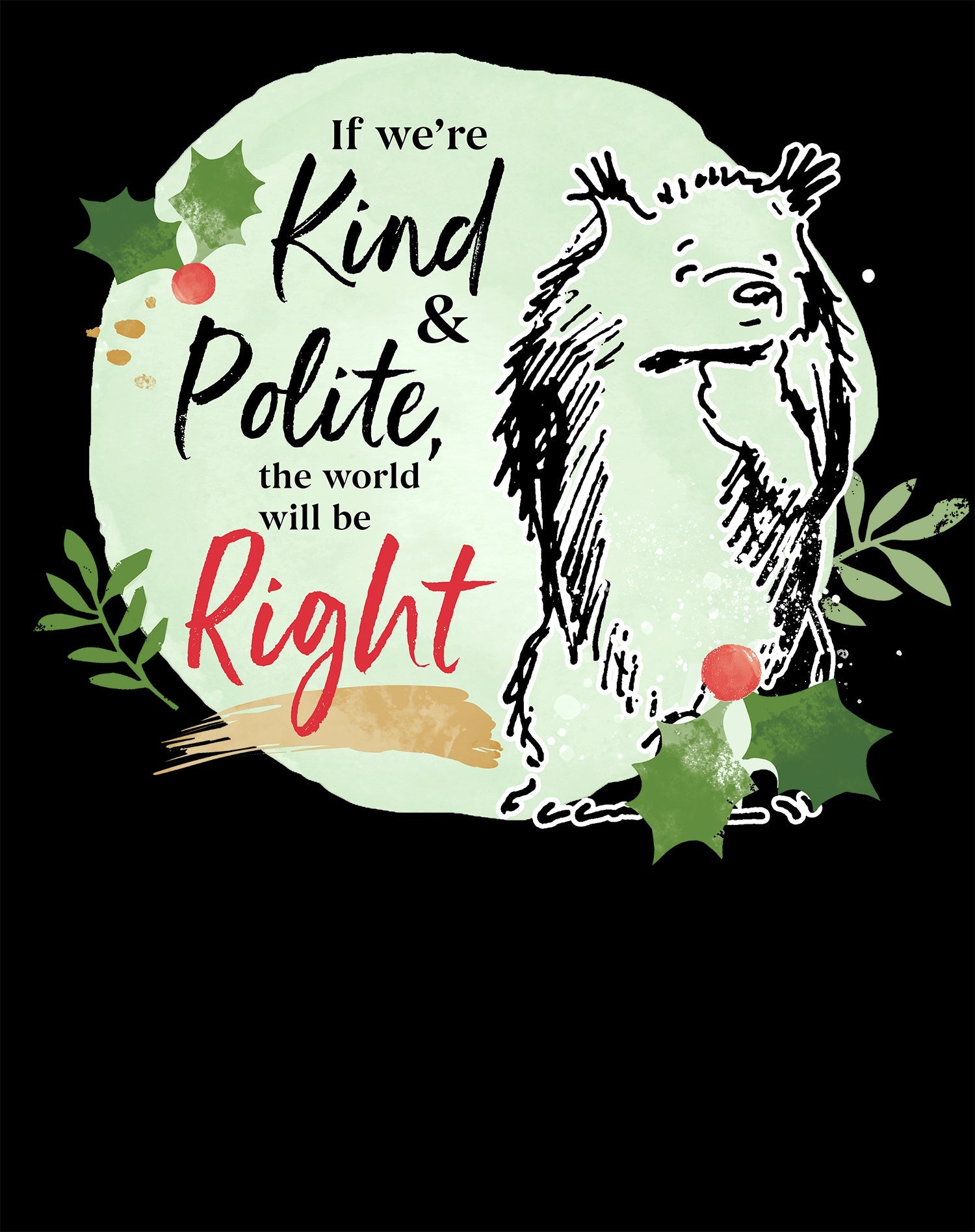 Paddington Bear Xmas Badge Polite Holly Mistletoe Christmas Kids T-Shirt