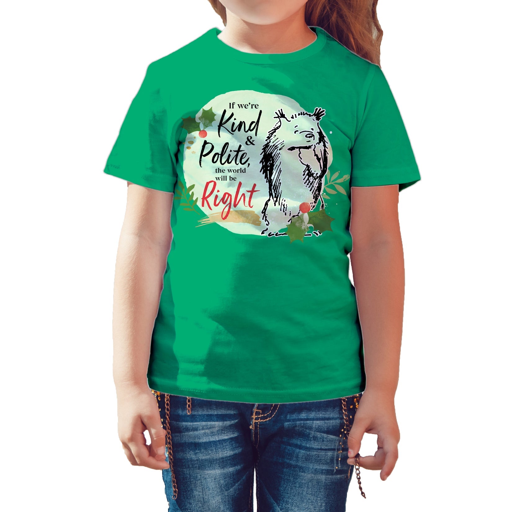 Paddington Bear Xmas Badge Polite Holly Mistletoe Christmas Kids T-Shirt