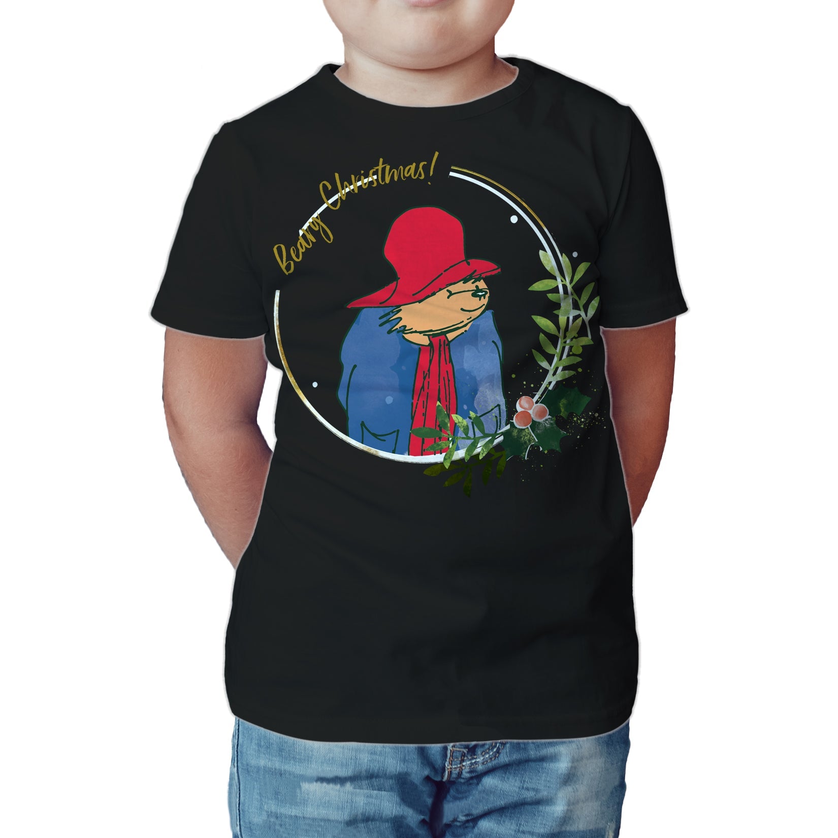 Paddington Bear Xmas Beary Christmas Merry Mistletoe Meme Kids T-Shirt