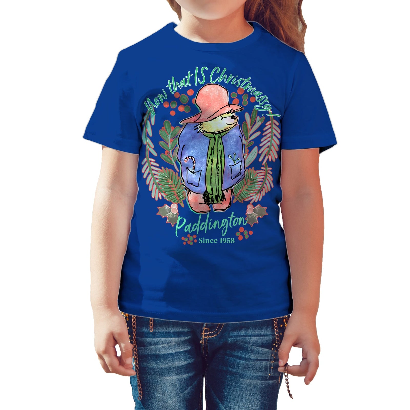 Paddington Bear Xmas Christmassy Holly Mistletoe Christmas Kids T-Shirt