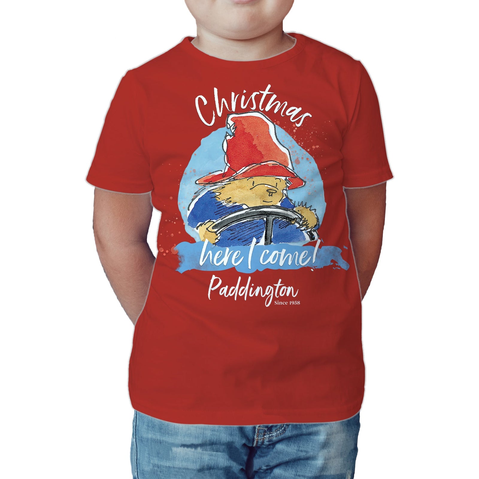 Paddington Bear Xmas Here I Come Driving Home Amor Christmas Kids T-Shirt