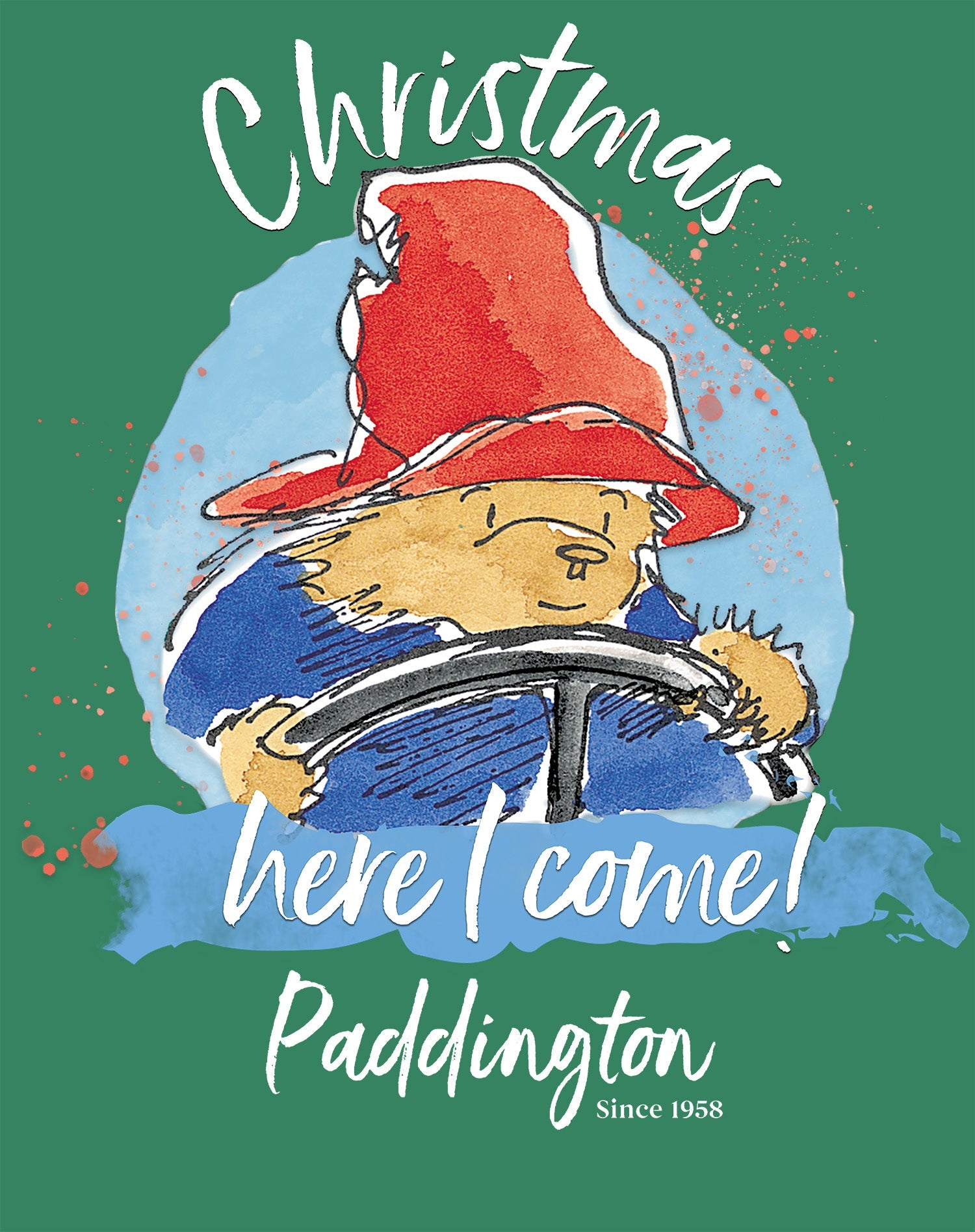 Paddington Bear Xmas Here I Come Driving Home Amor Christmas Kids T-Shirt