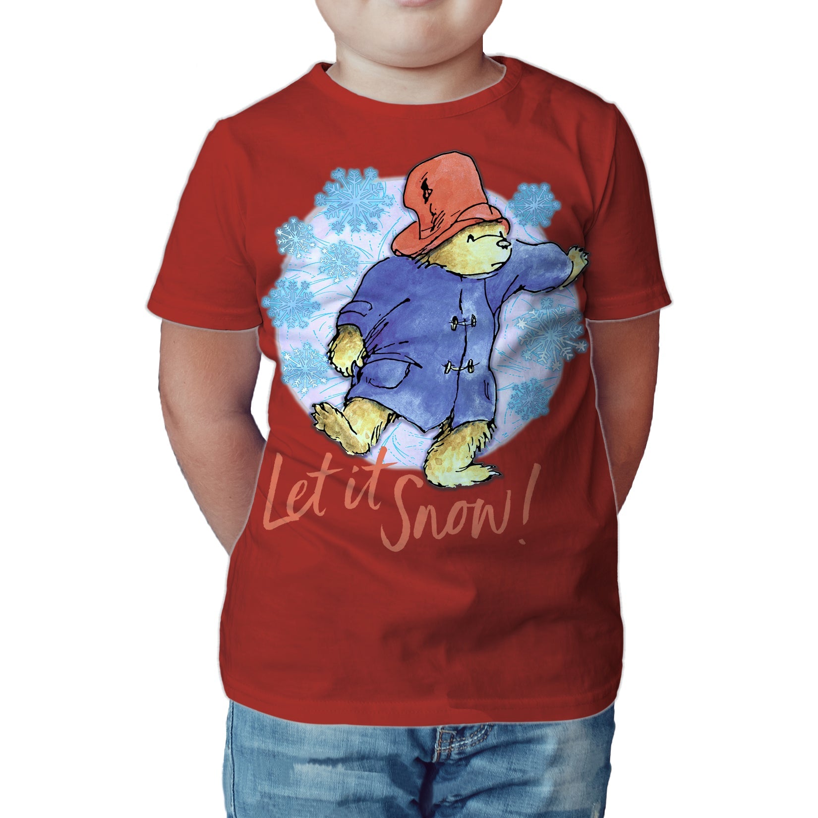 Paddington Bear Xmas Let it Snow Amor Snowflake Christmas Kids T-Shirt