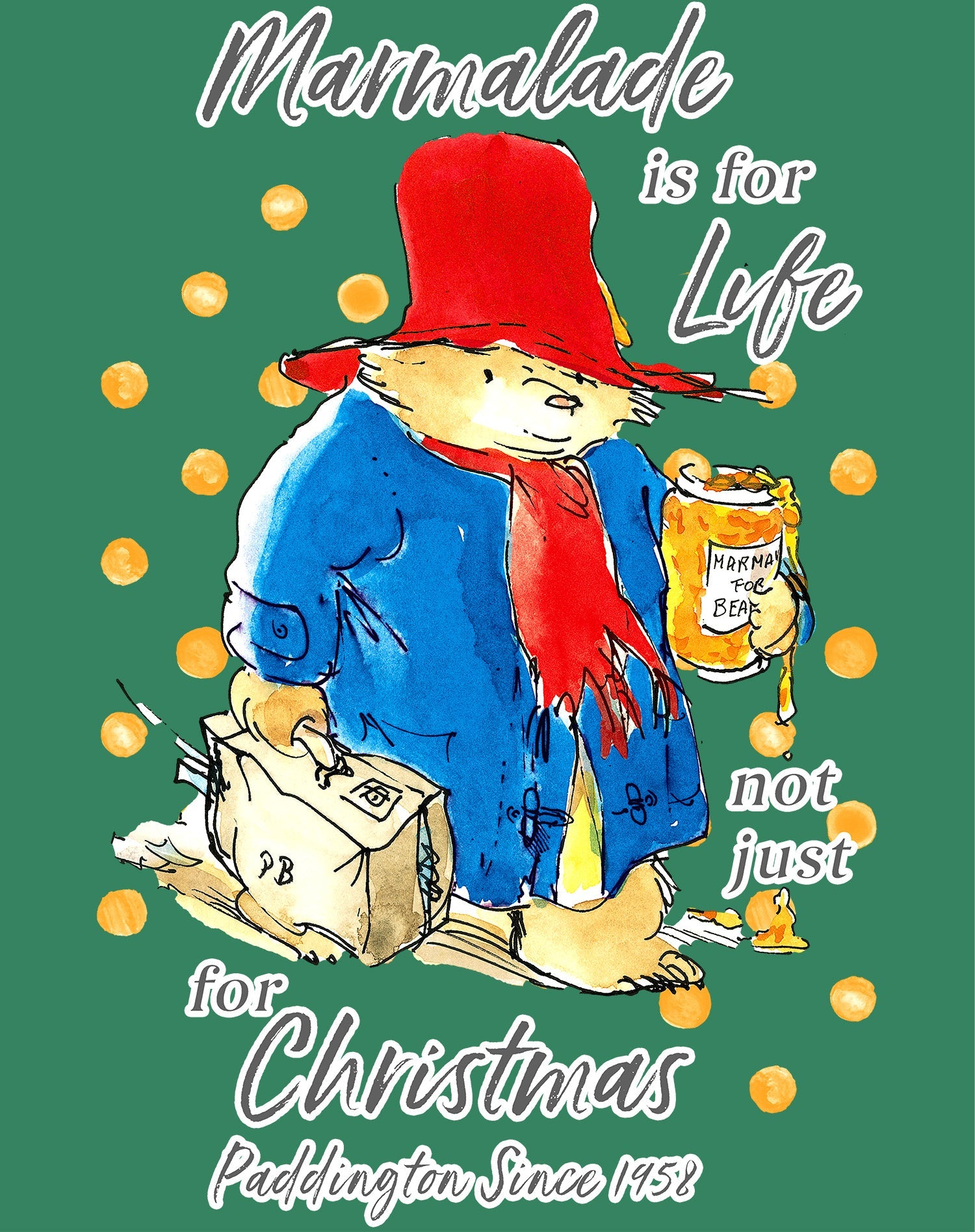 Paddington Bear Xmas Marmalade For Life Cute Merry Christmas Kids T-Shirt