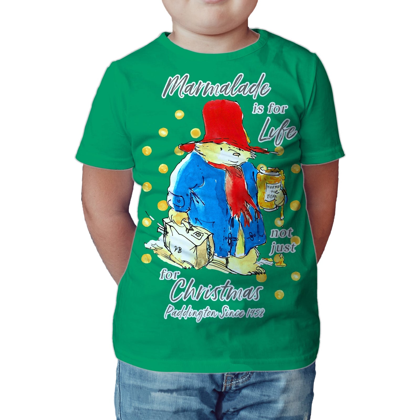 Paddington Bear Xmas Marmalade For Life Cute Merry Christmas Kids T-Shirt