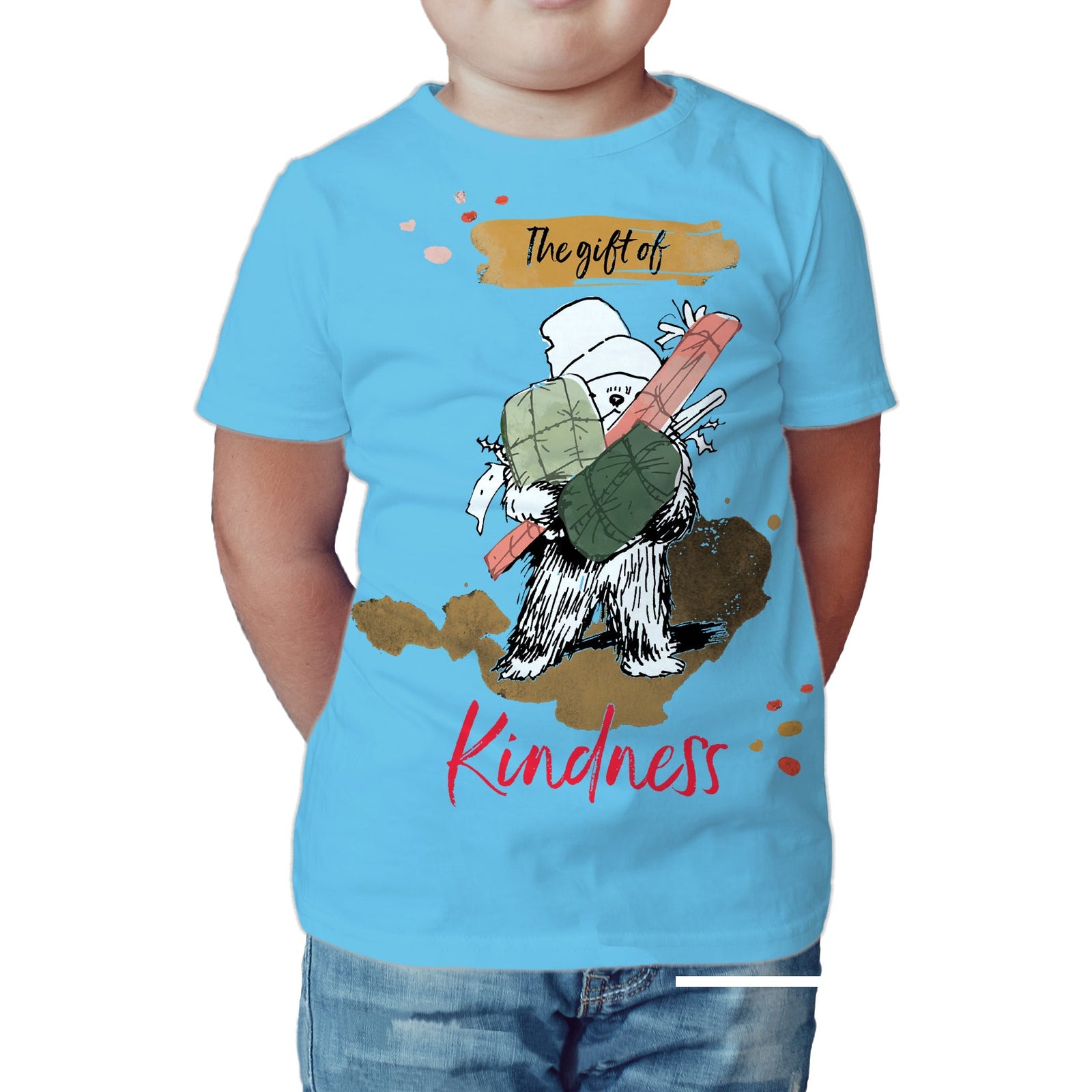 Paddington Bear Xmas Presents Kindness Sketch Amor Christmas Kids T-Shirt