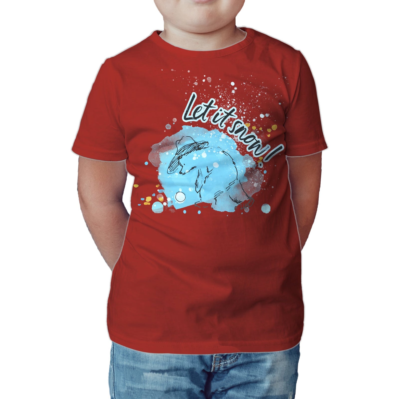 Paddington Bear Xmas Snowball Sketch Splash Love Christmas Kids T-Shirt