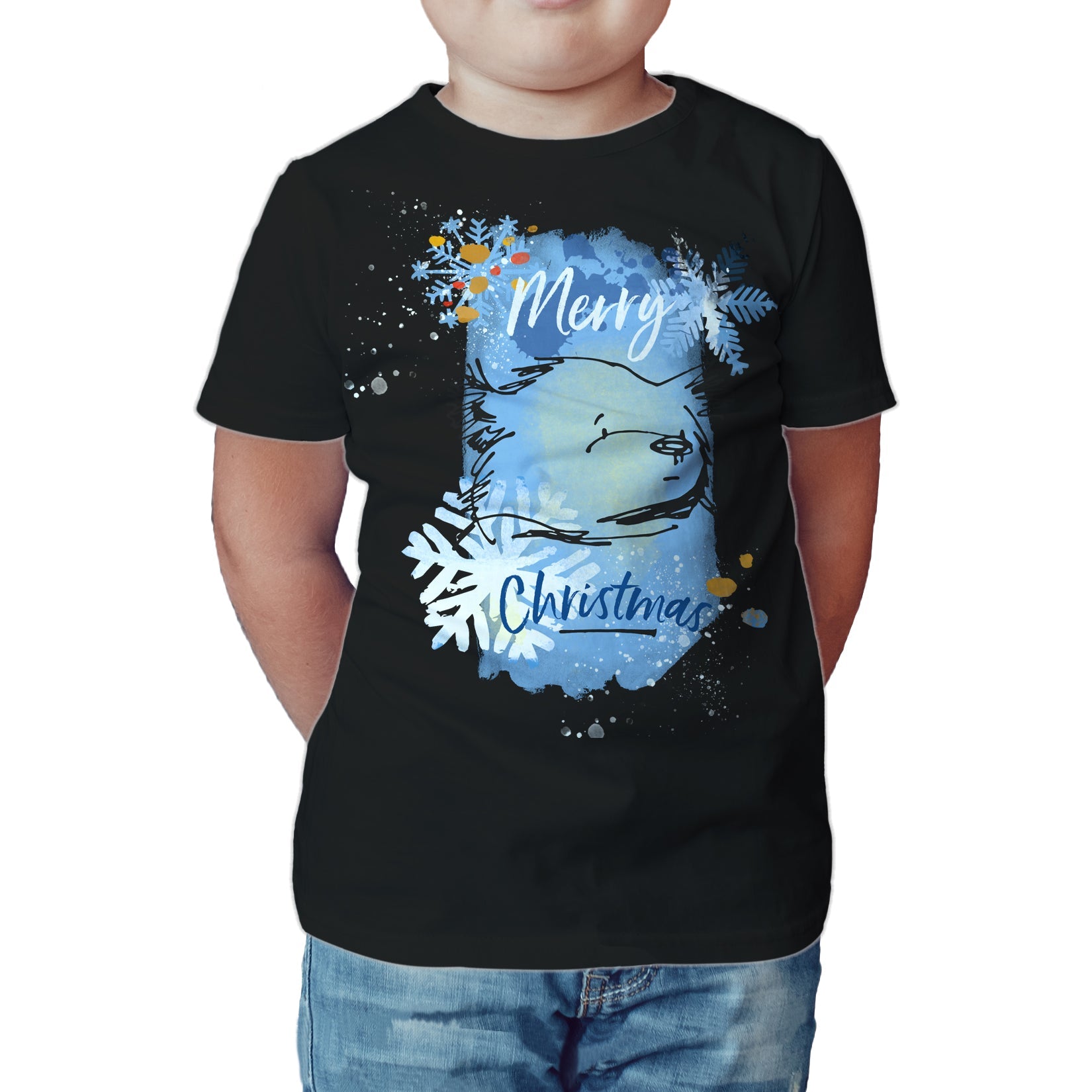 Paddington Bear Xmas Snowflake Sketch Splash Love Christmas Kids T-Shirt