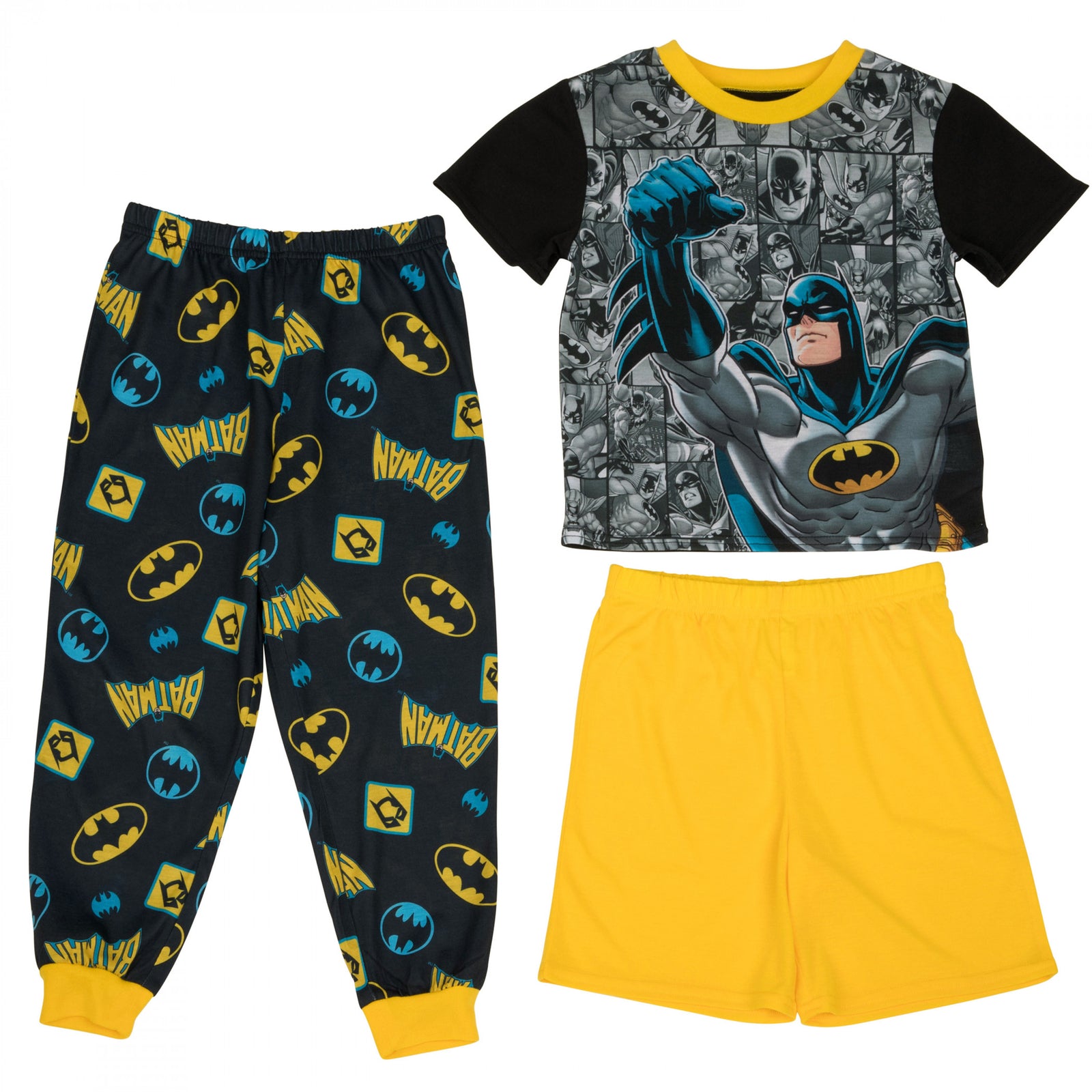 Batman Comic Panels 3-Piece Boys Pajama Set