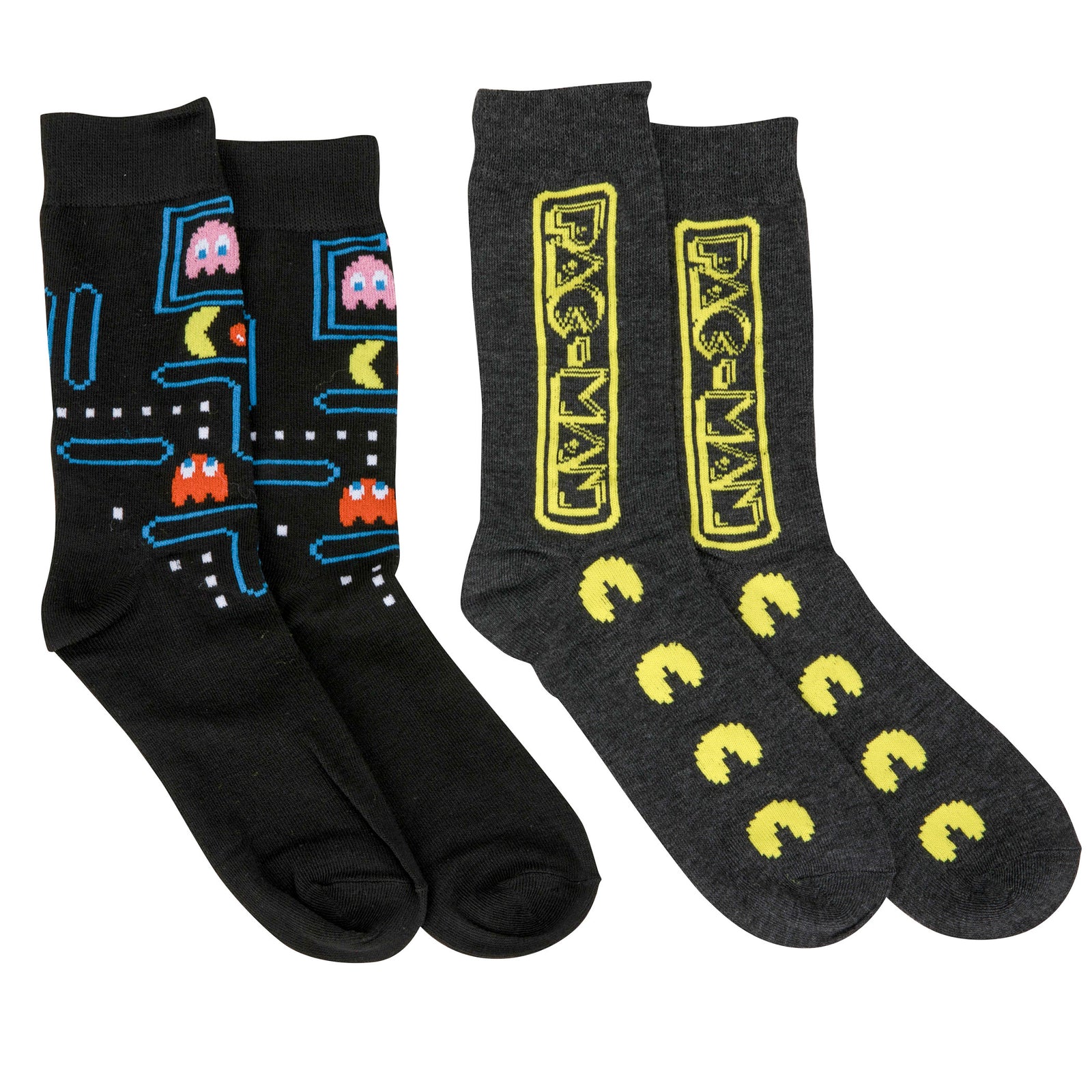 Pac-Man Maze and Logo Men's Crew Socks 2-Pack