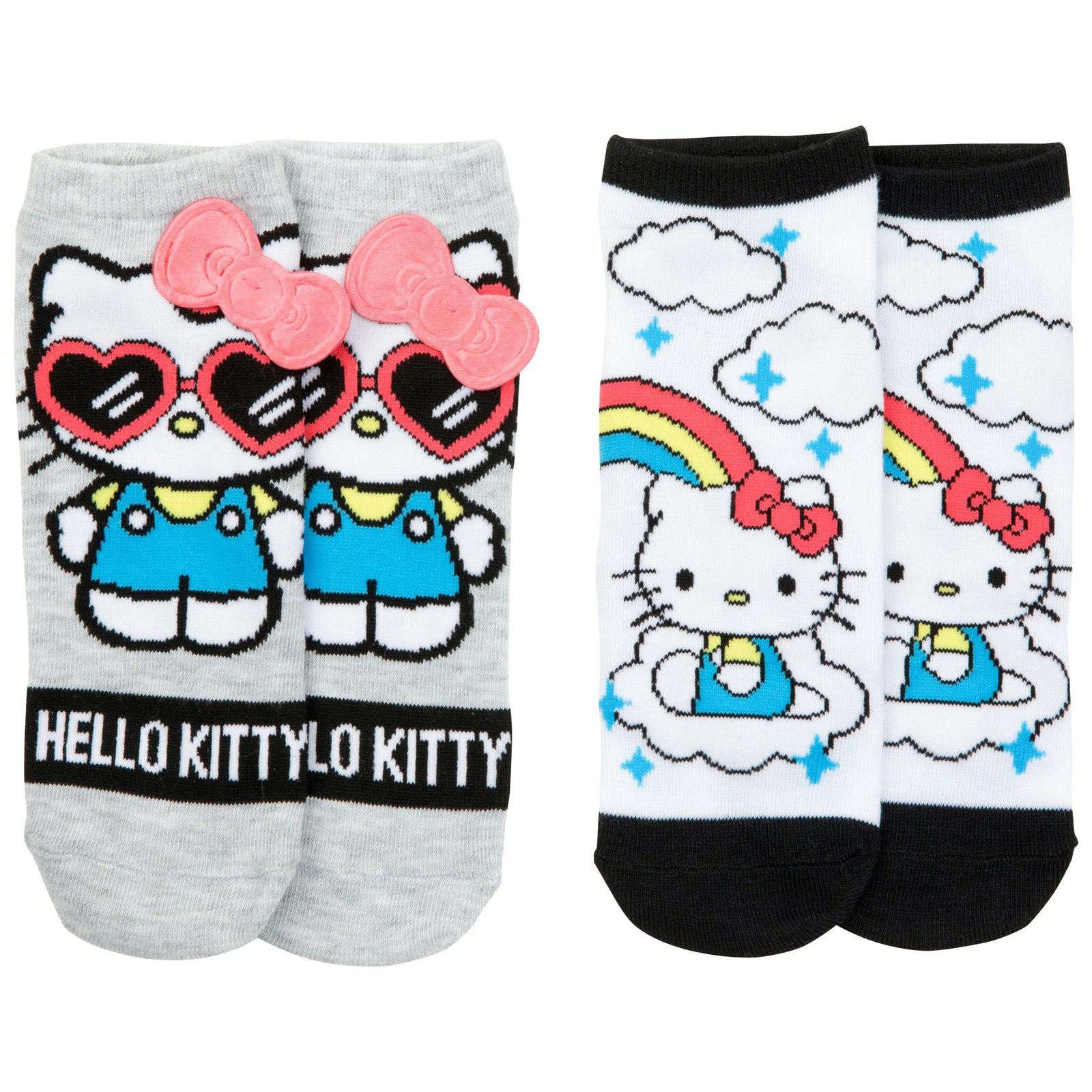 Hello Kitty Rainbows and Shades Women's No Show Socks 2-Pack