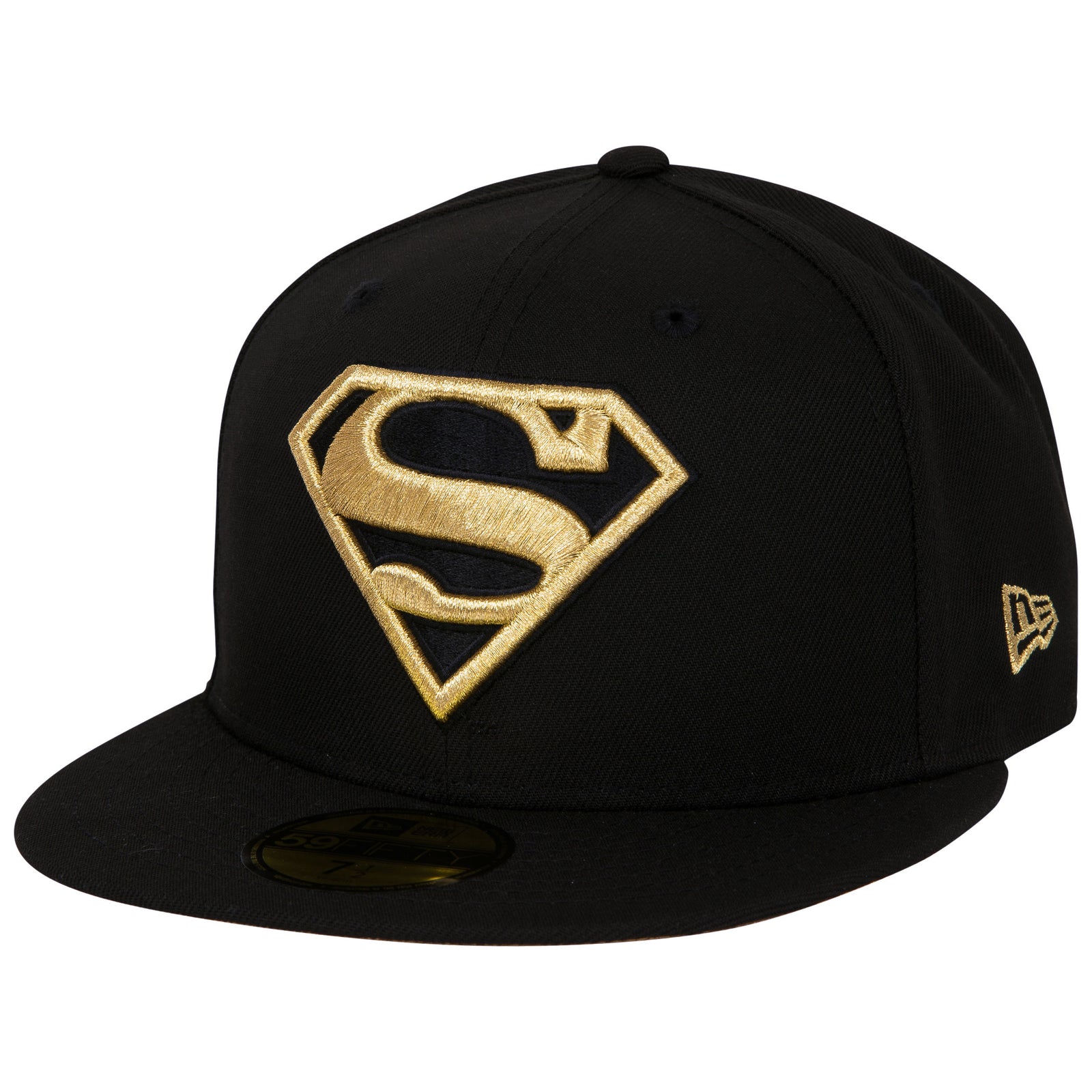 Superman Gold Logo Black Colorway New Era 59Fifty Fitted Hat